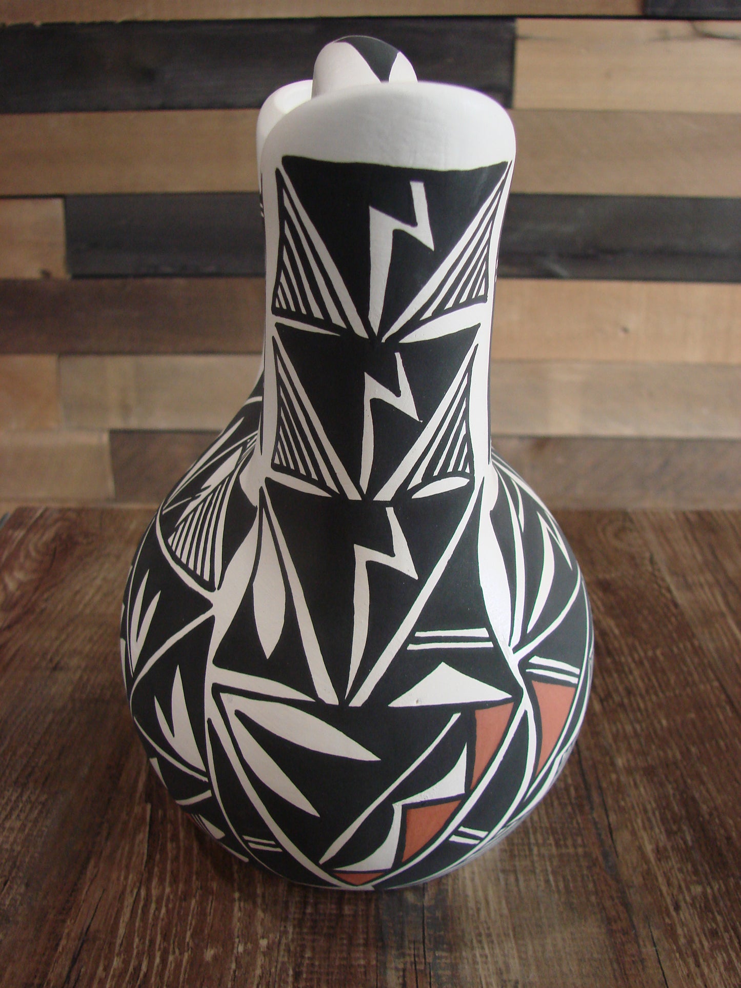 Native American Fine Line Hand Painted Wedding Vase by L. Concho