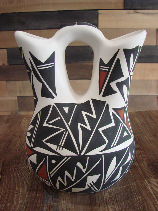 Native American Fine Line Hand Painted Wedding Vase by L. Concho