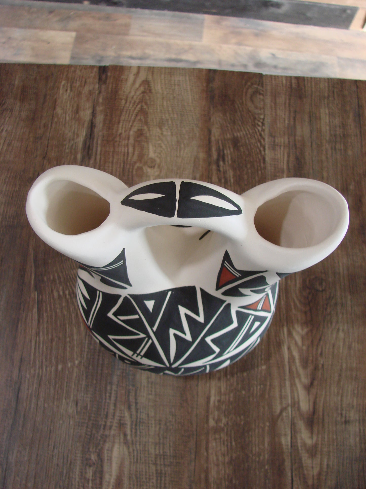 Native American Fine Line Hand Painted Wedding Vase by L. Concho