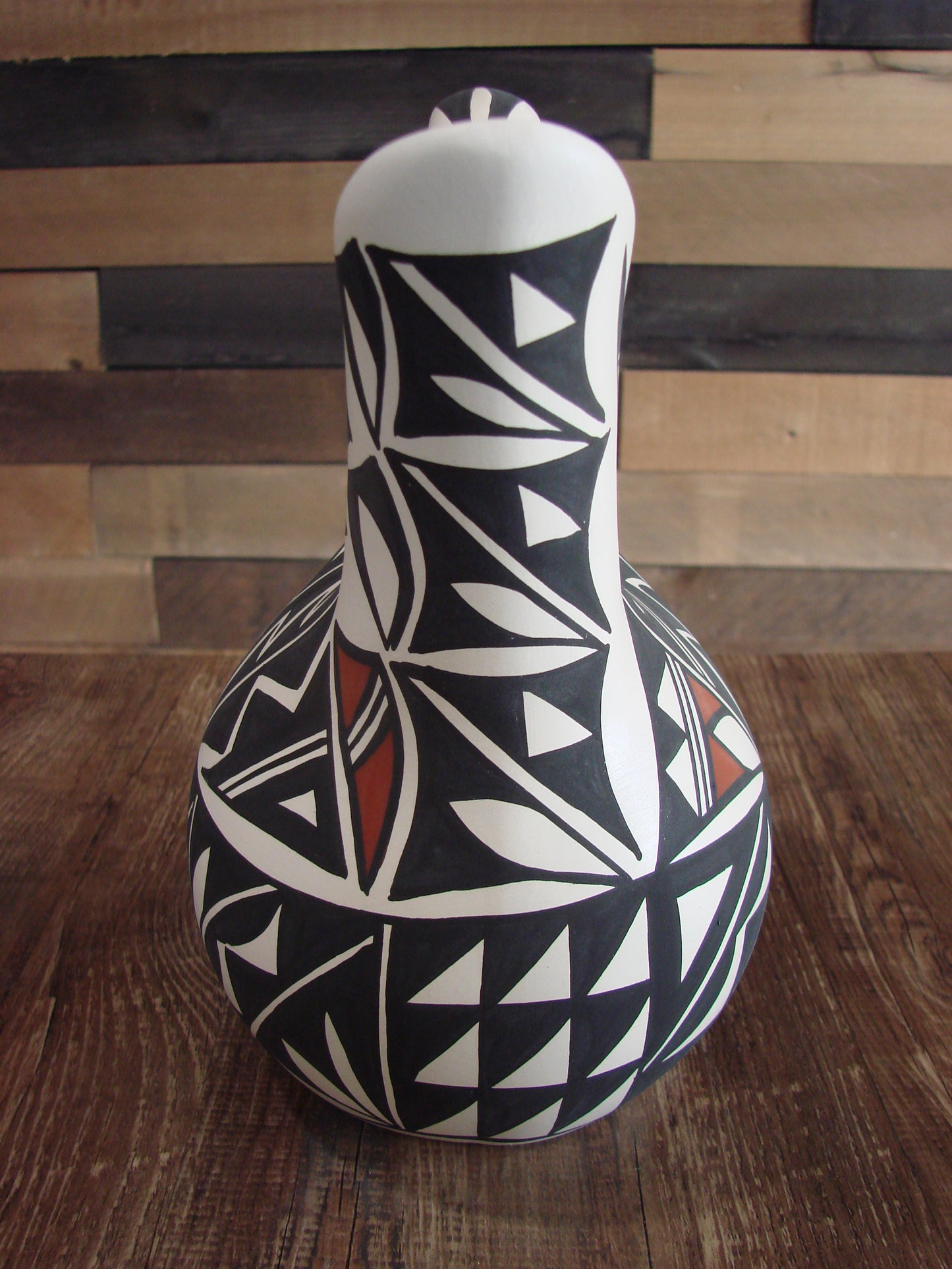 Native American Fine Line Hand Painted Wedding Vase by L. Concho