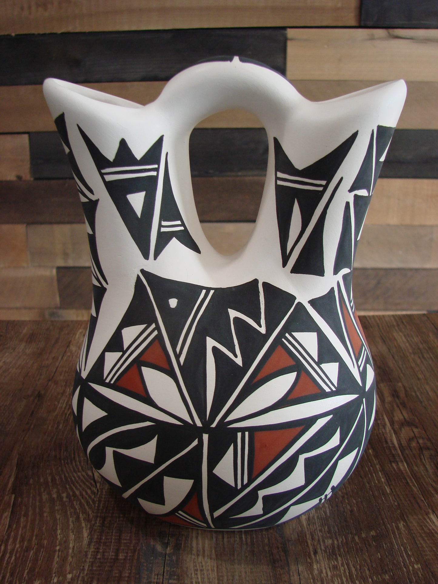 Native American Fine Line Hand Painted Wedding Vase by L. Concho