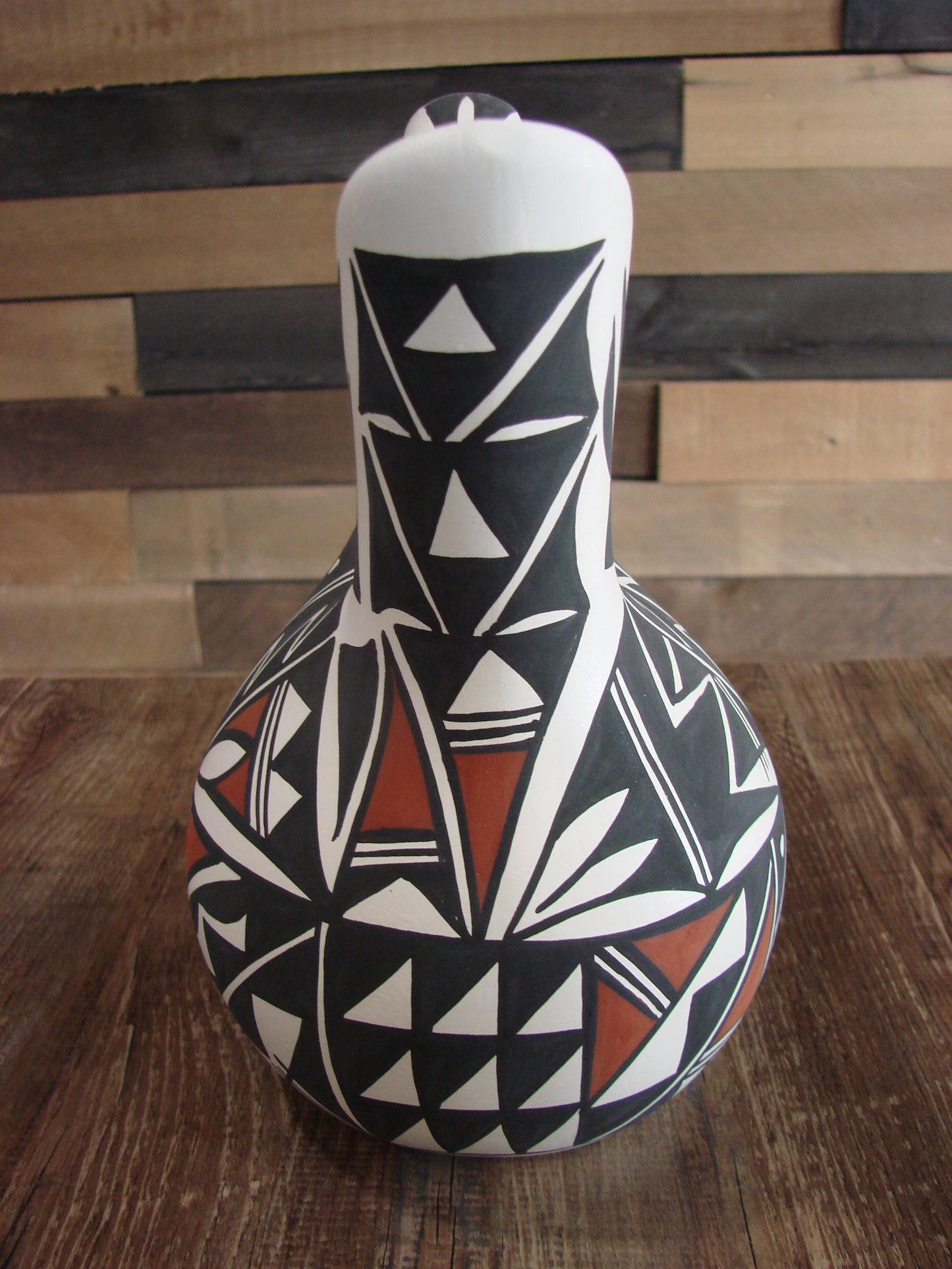 Native American Fine Line Hand Painted Wedding Vase by L. Concho