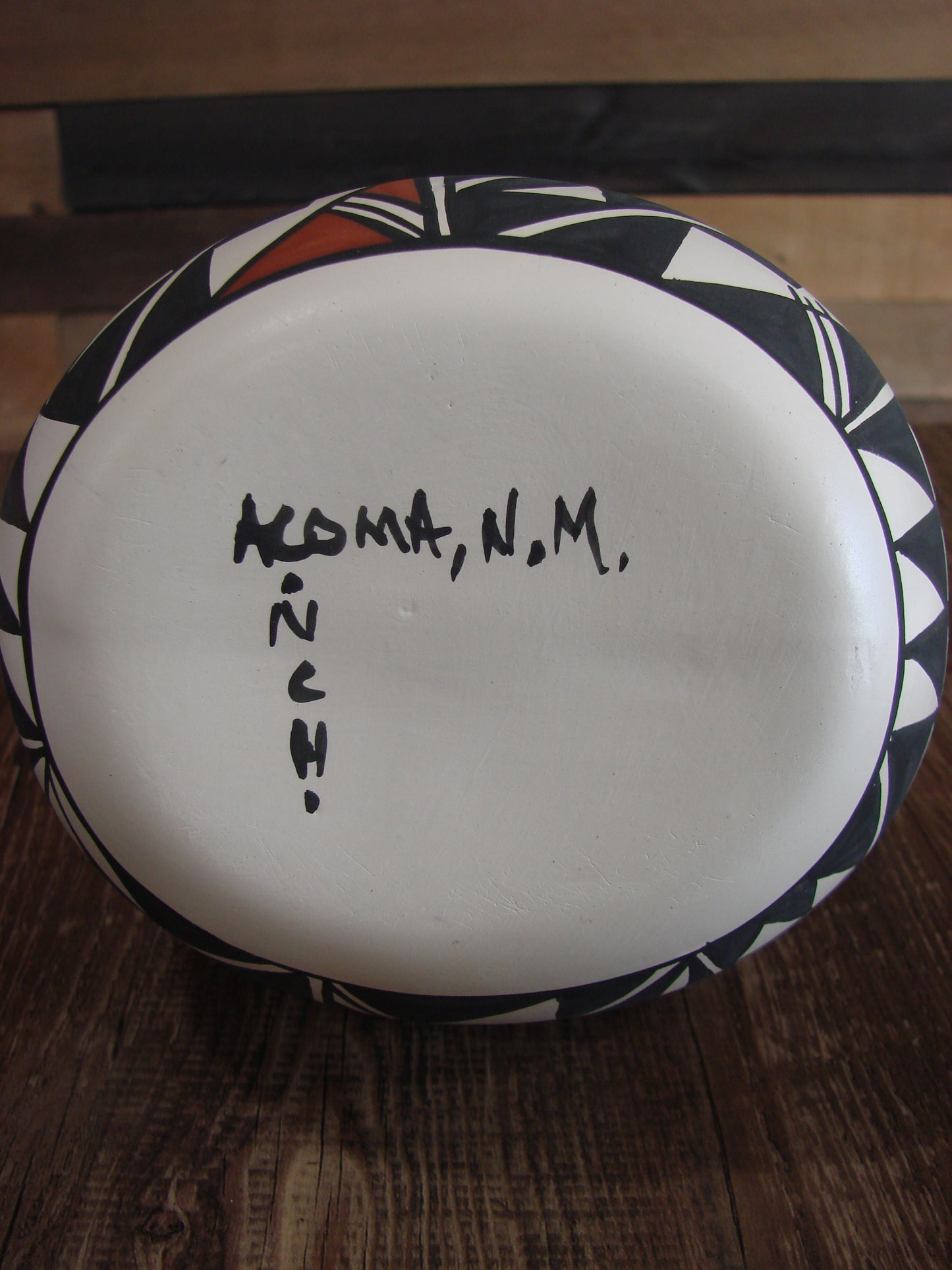 Native American Fine Line Hand Painted Wedding Vase by L. Concho