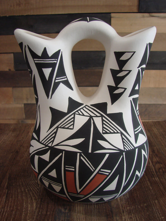 Native American Fine Line Hand Painted Wedding Vase by L. Concho