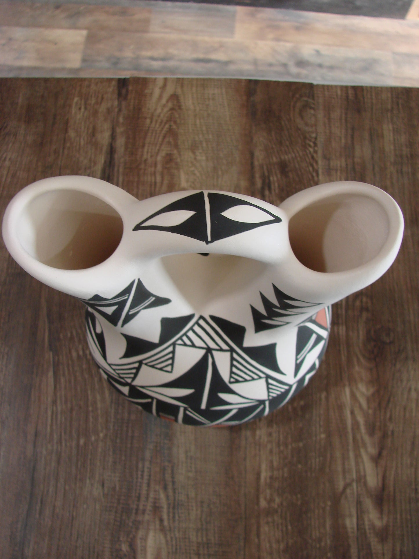 Native American Fine Line Hand Painted Wedding Vase by L. Concho