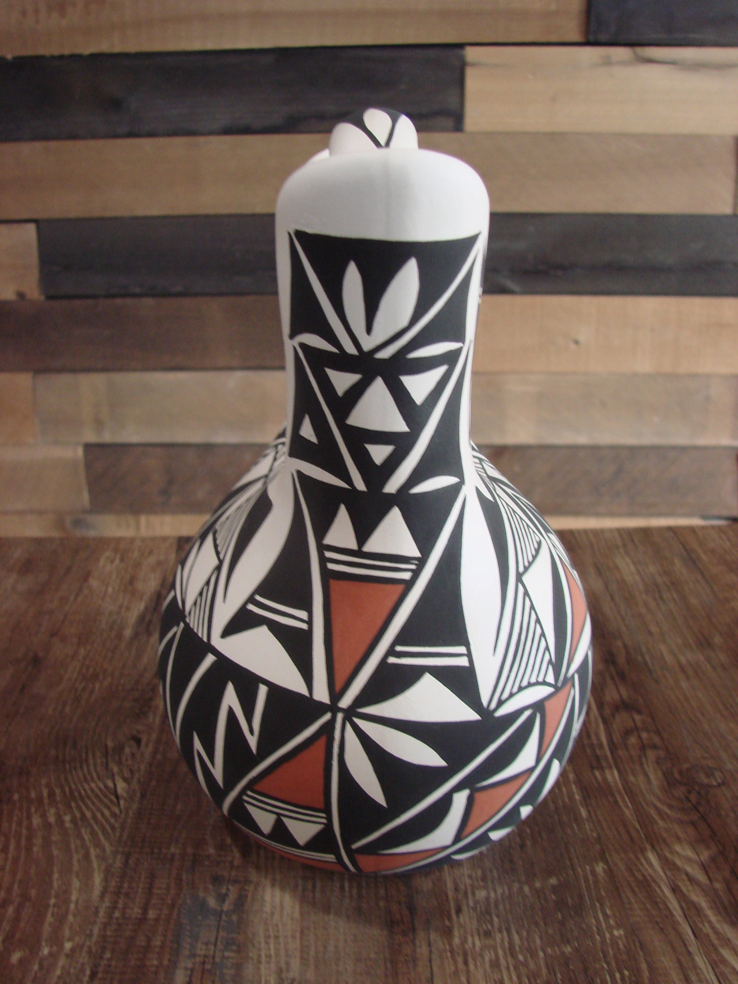 Native American Fine Line Hand Painted Wedding Vase by L. Concho