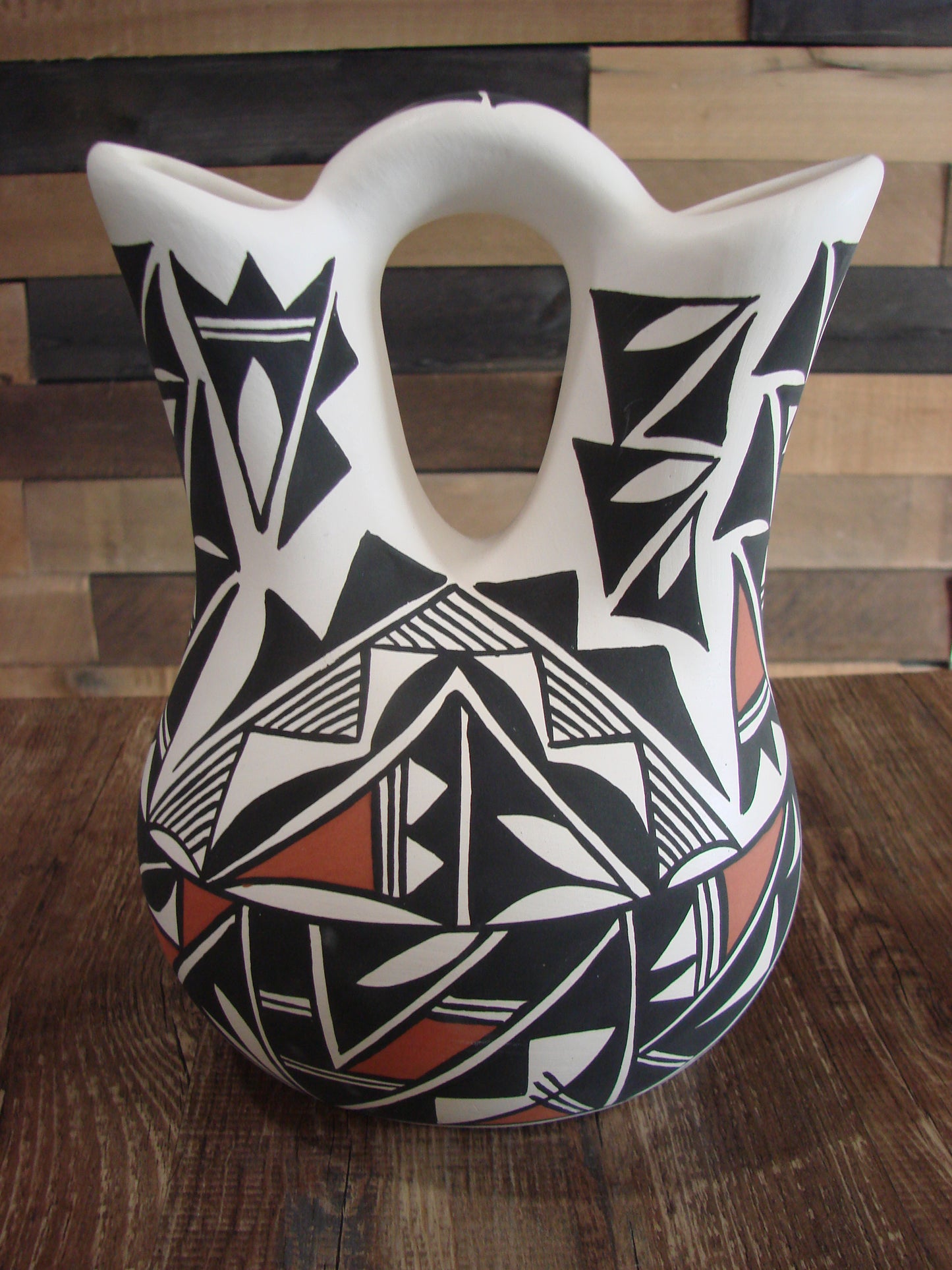 Native American Fine Line Hand Painted Wedding Vase by L. Concho