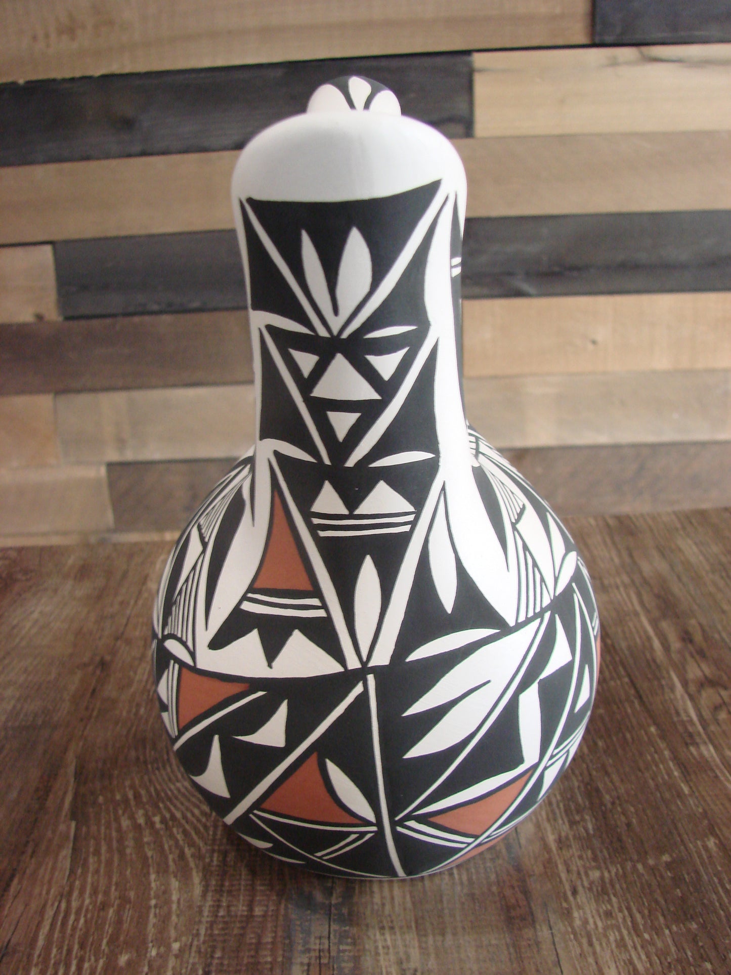 Native American Fine Line Hand Painted Wedding Vase by L. Concho