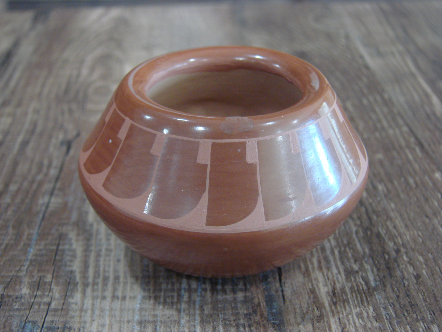 Small Native American Santa Clara Hand Coiled Clay Pottery by Annie