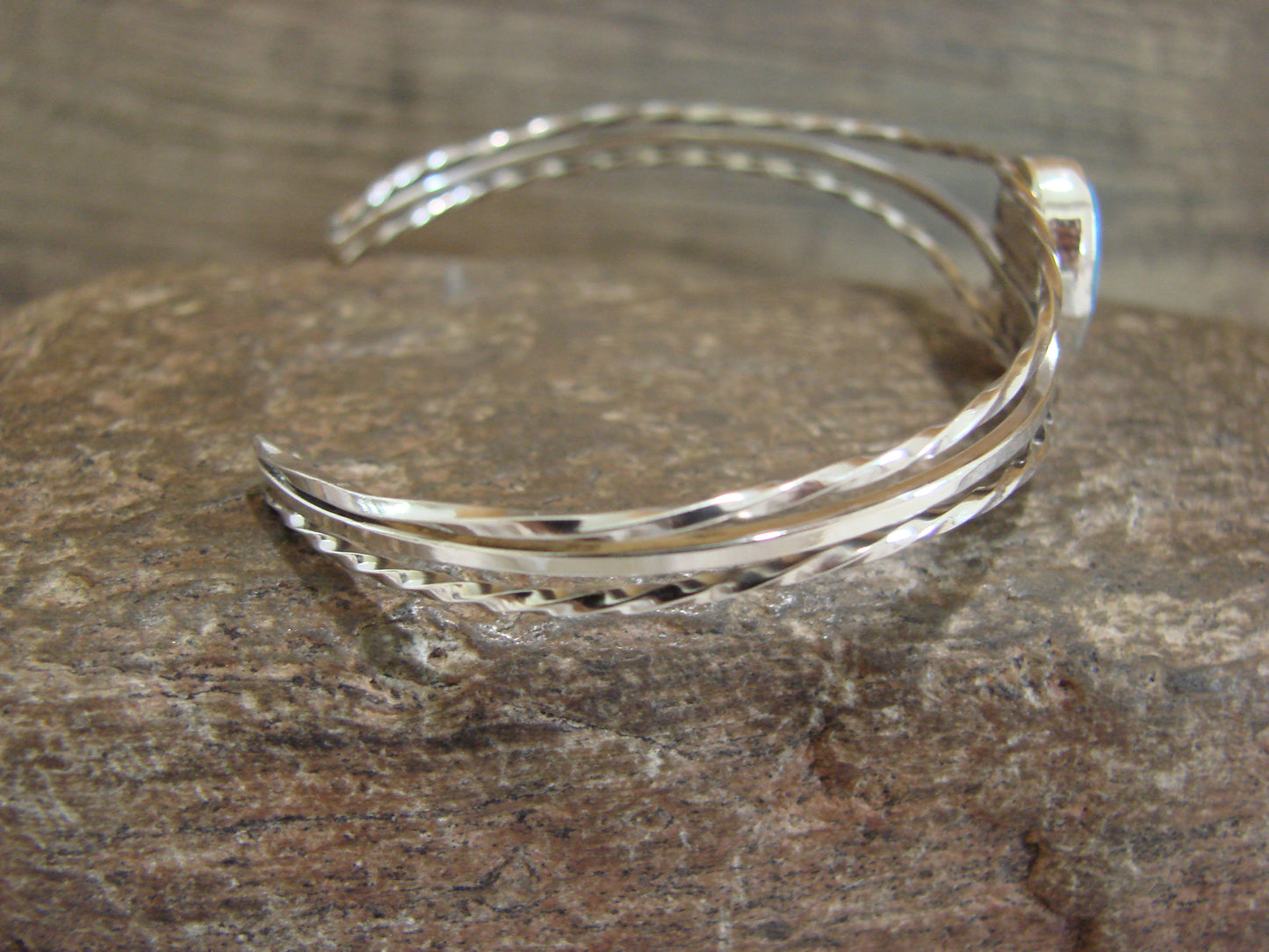 Native American Sterling Silver & Blue Opal Bracelet by Alice Saunders