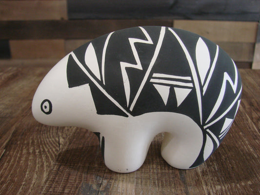 Native American Hand Painted Acoma Bear Pottery by Concho