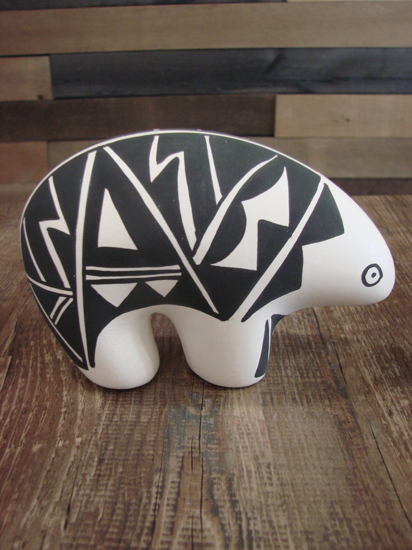 Native American Hand Painted Acoma Bear Pottery by Concho