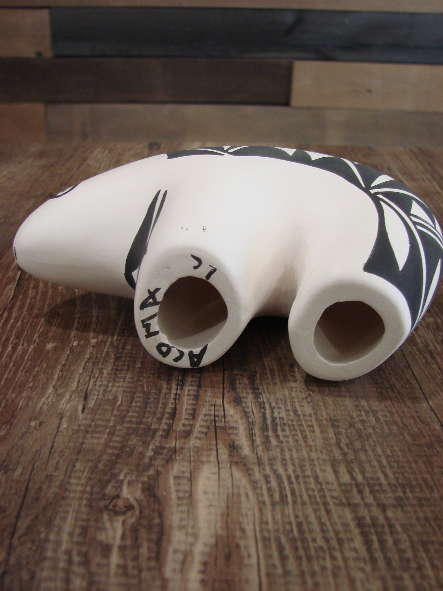 Native American Hand Painted Acoma Bear Pottery by Concho