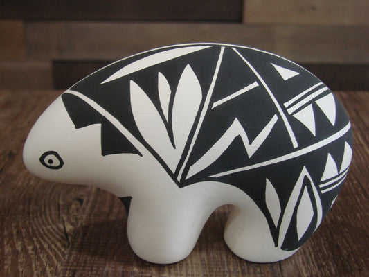 Native American Hand Painted Acoma Bear Pottery by Concho