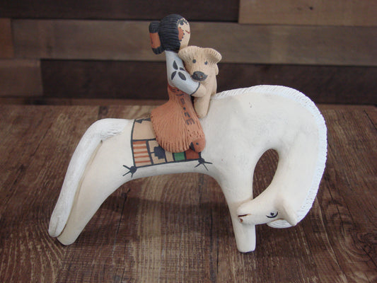 Native American Jemez Clay Hand Sculpted Horse Pottery Signed Fragua