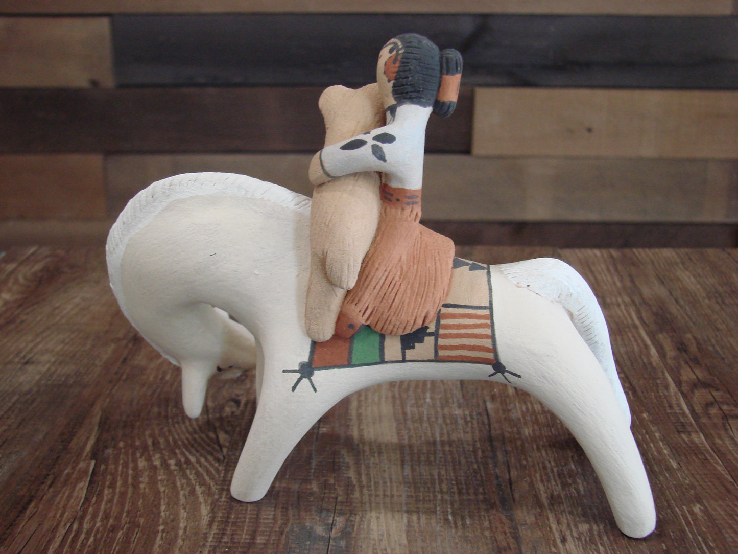 Native American Jemez Clay Hand Sculpted Horse Pottery Signed Fragua