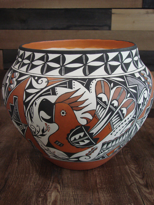 Native American Acoma Fine Line Hand Painted Pottery by R. Trujillo
