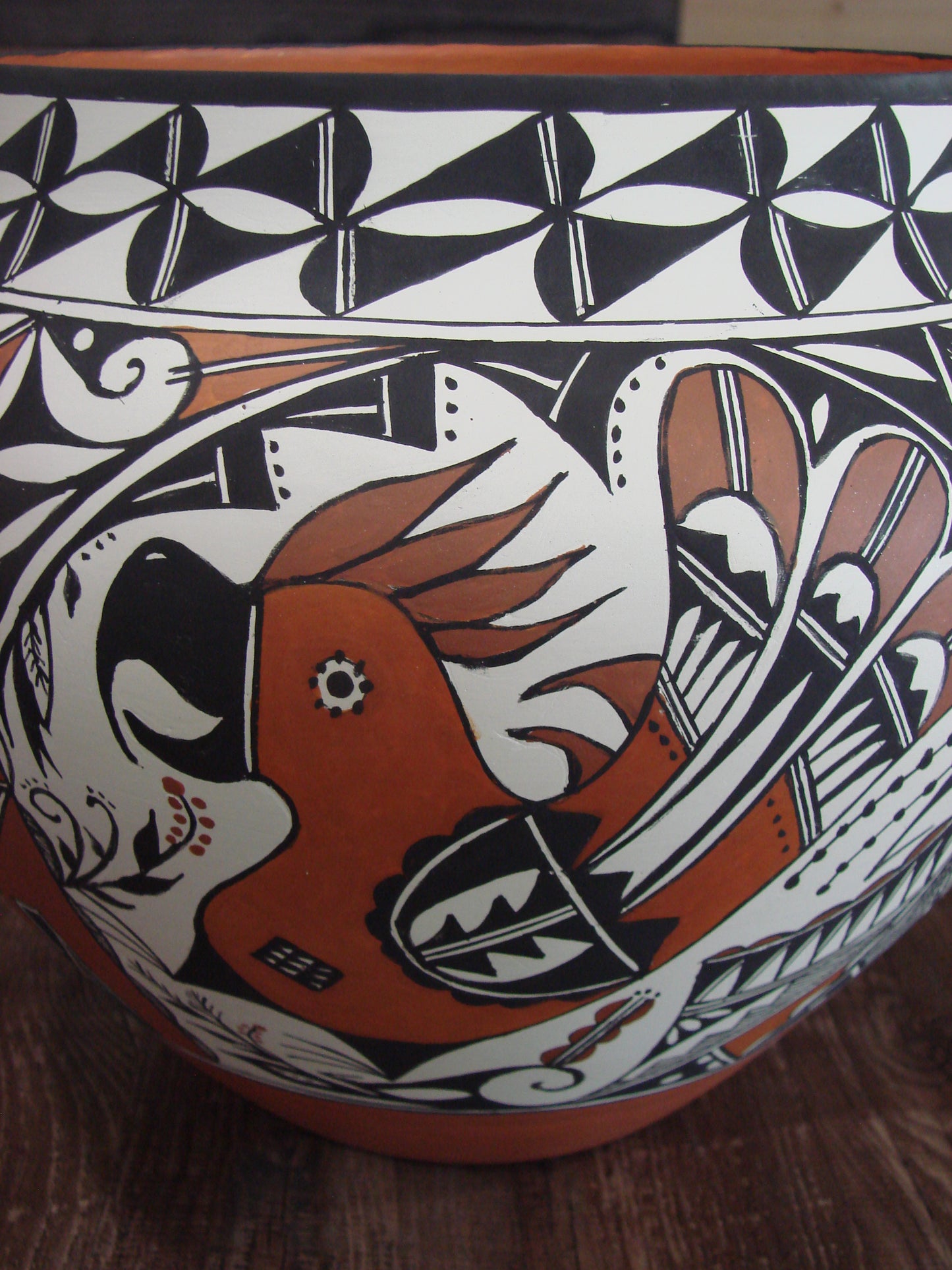 Native American Acoma Fine Line Hand Painted Pottery by R. Trujillo