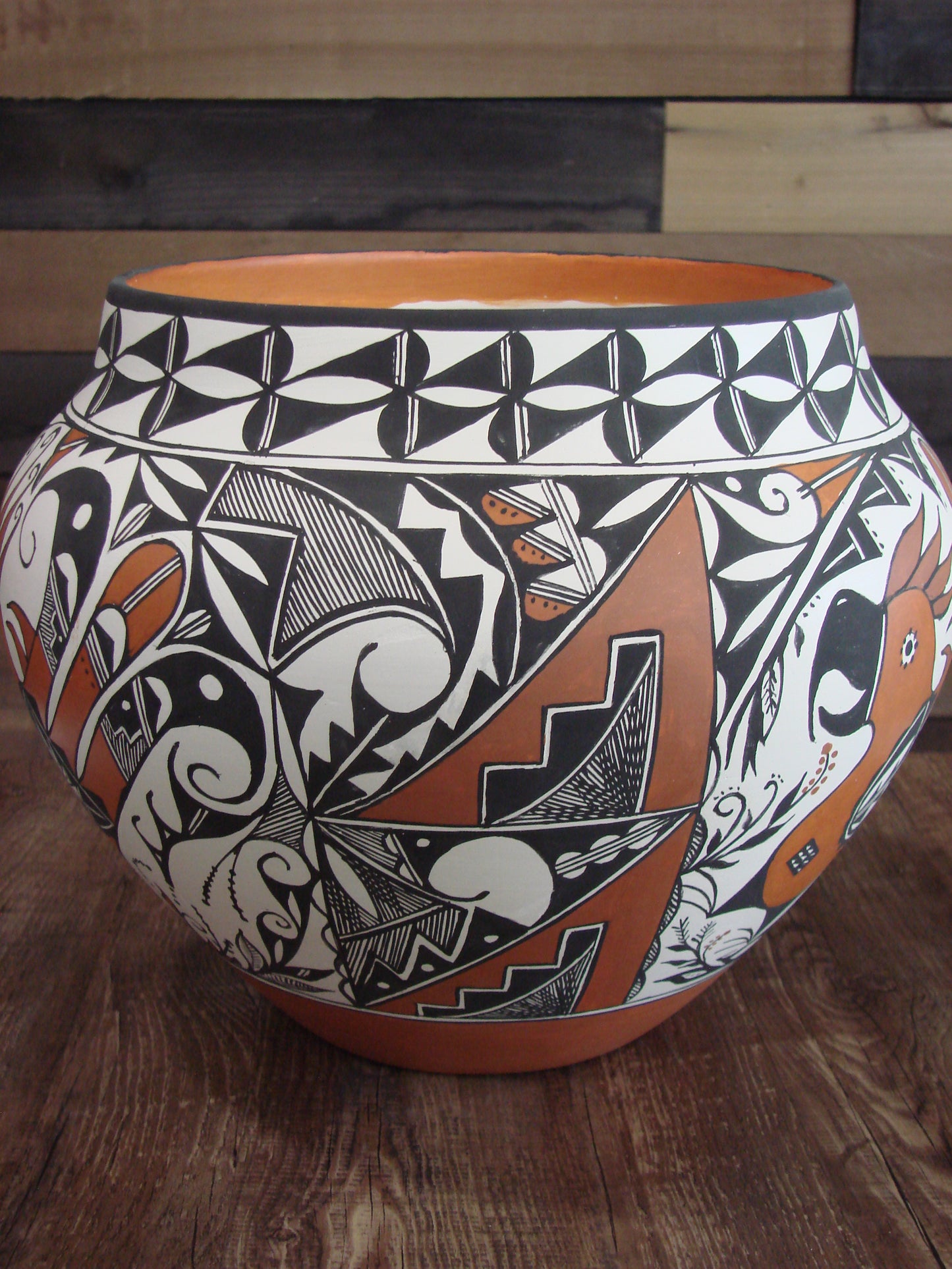 Native American Acoma Fine Line Hand Painted Pottery by R. Trujillo