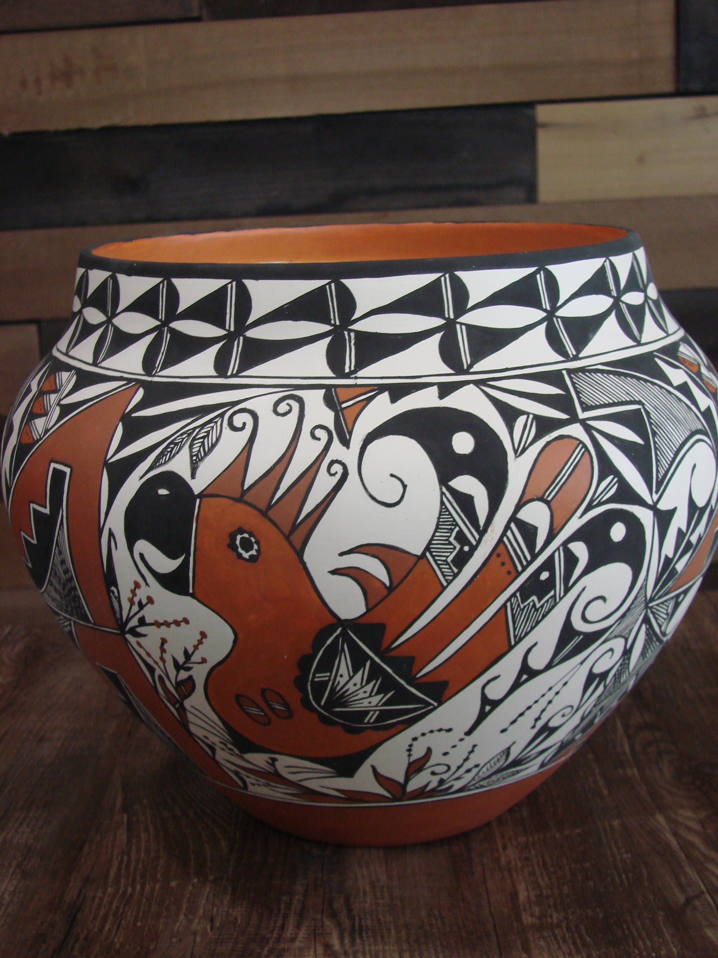 Native American Acoma Fine Line Hand Painted Pottery by R. Trujillo
