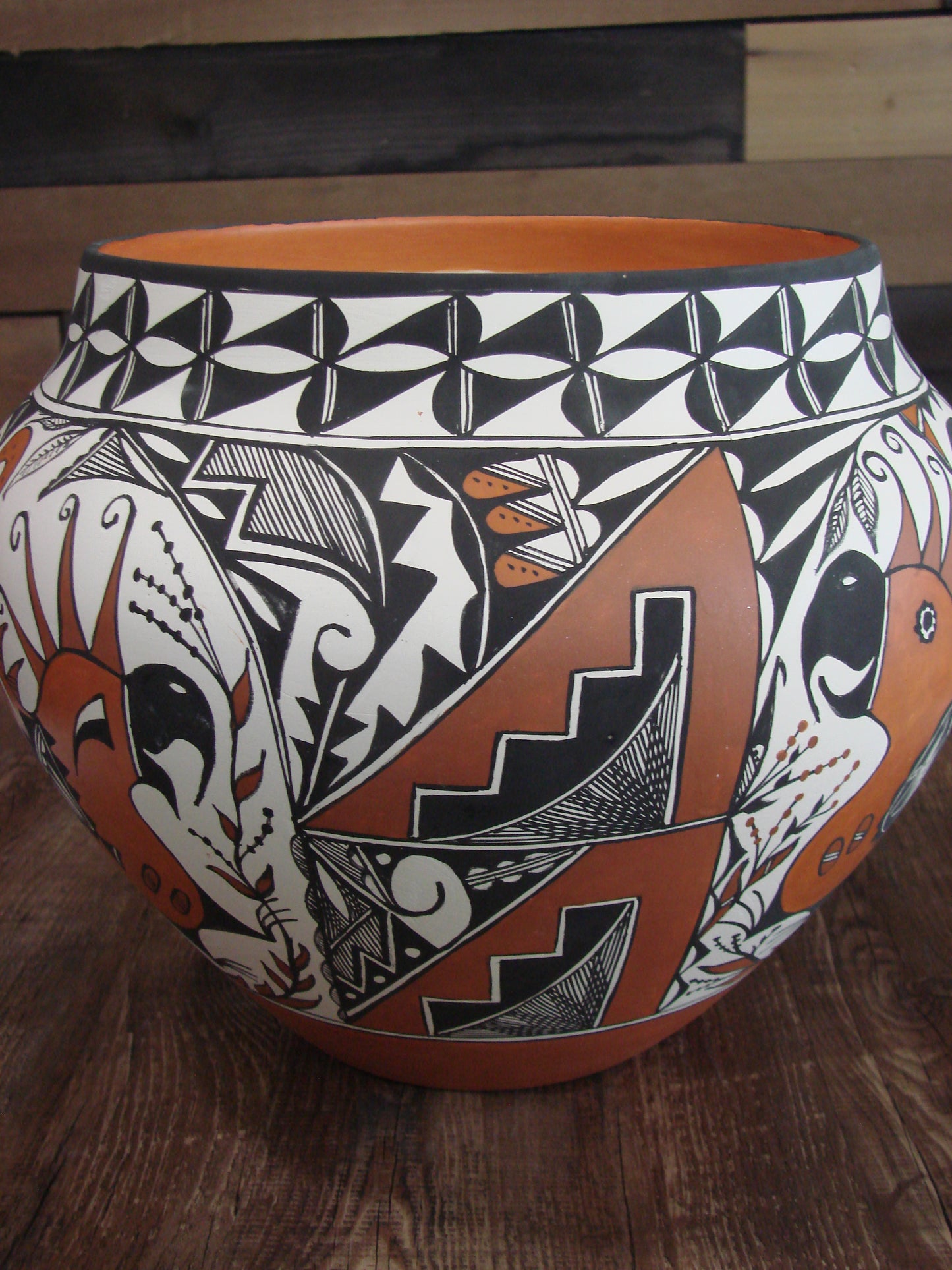 Native American Acoma Fine Line Hand Painted Pottery by R. Trujillo