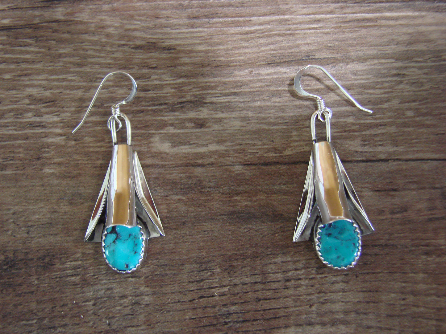 Native American Sterling Silver Turquoise & Coral Squash Blossom Set By Yazzie