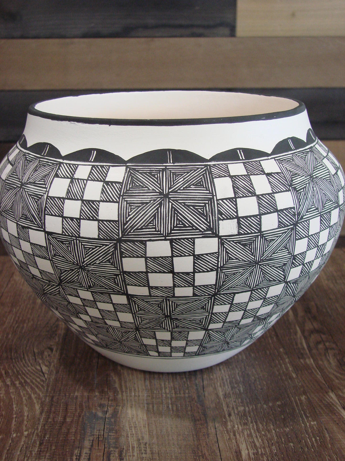 Native American Acoma Fine Line Hand Painted Pottery by R. Trujillo