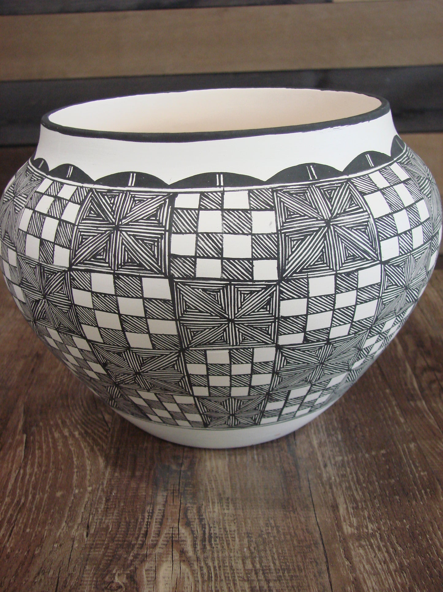 Native American Acoma Fine Line Hand Painted Pottery by R. Trujillo