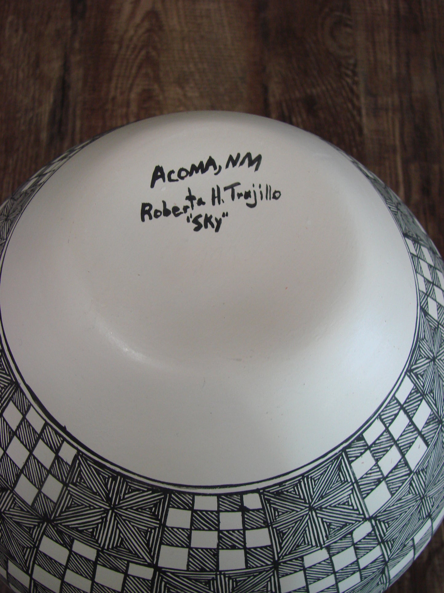 Native American Acoma Fine Line Hand Painted Pottery by R. Trujillo