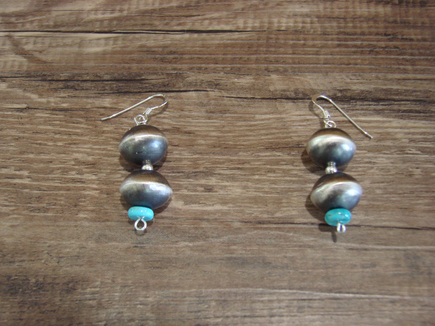 Native American Sterling Silver Hand Stamped Navajo Pearl 31" Necklace Set by Cooley