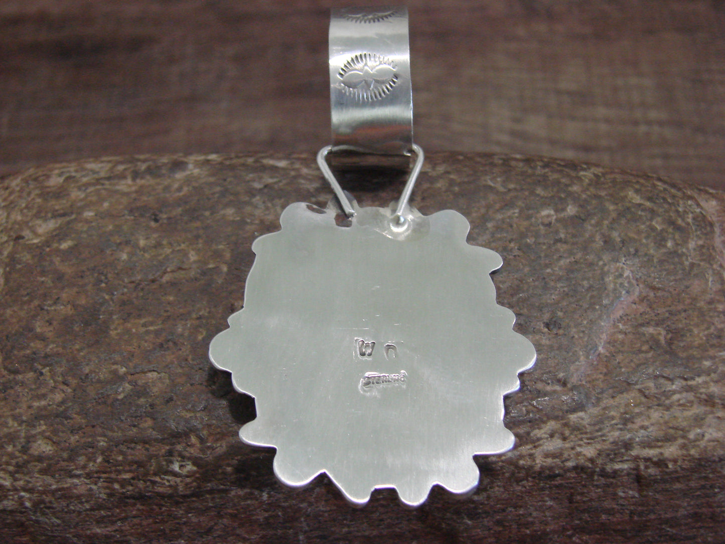 Native American Sterling Silver & Purple Spiny Oyster Pendant Signed Dawes