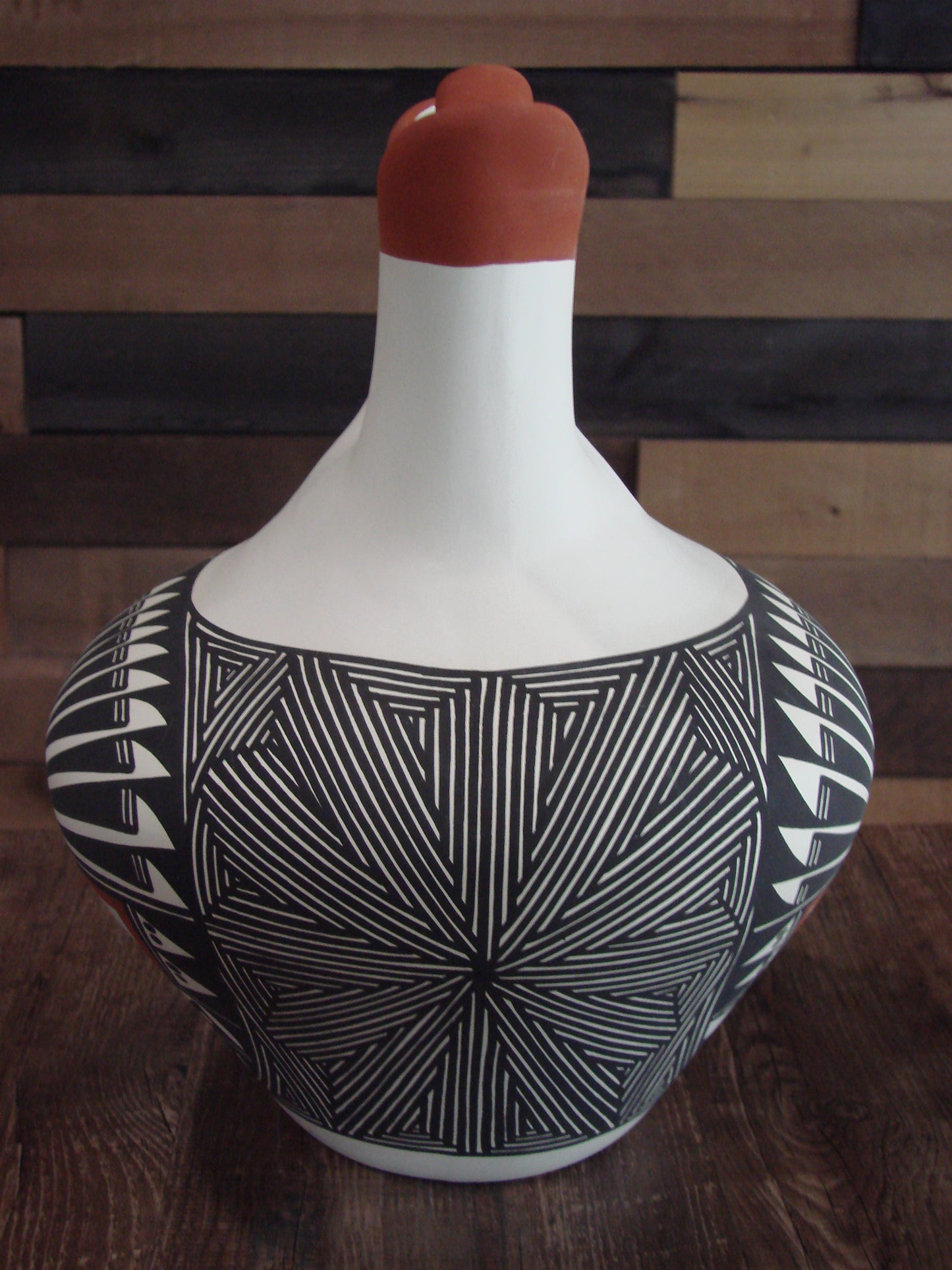 Native American Fine Line Hand Painted Wedding Vase Pottery by Victorino