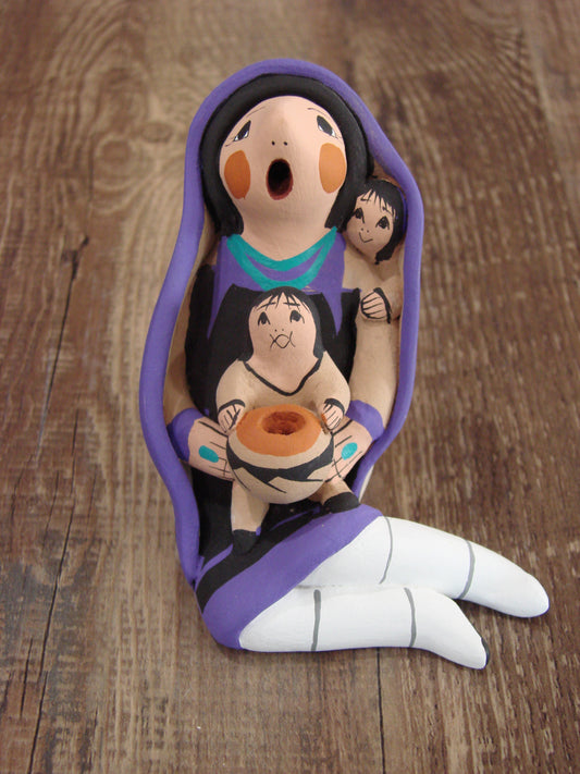 Native American Jemez Hand Sculpted Clay Storyteller by Lucero