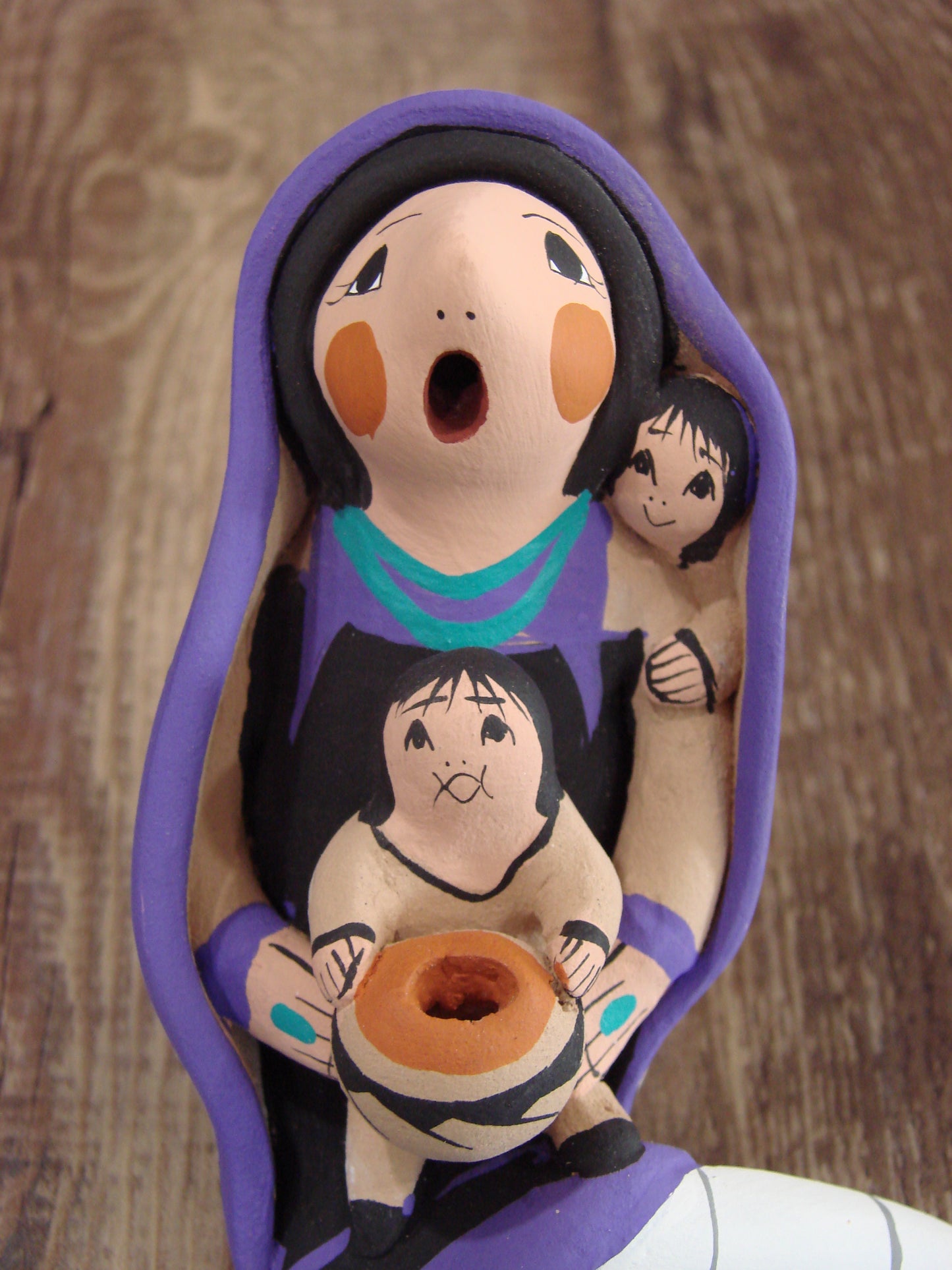 Native American Jemez Hand Sculpted Clay Storyteller by Lucero