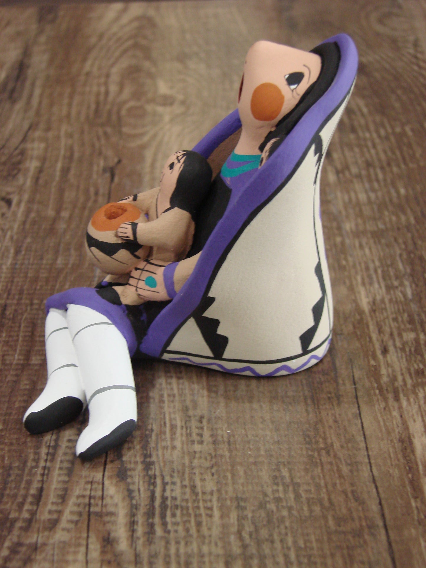 Native American Jemez Hand Sculpted Clay Storyteller by Lucero