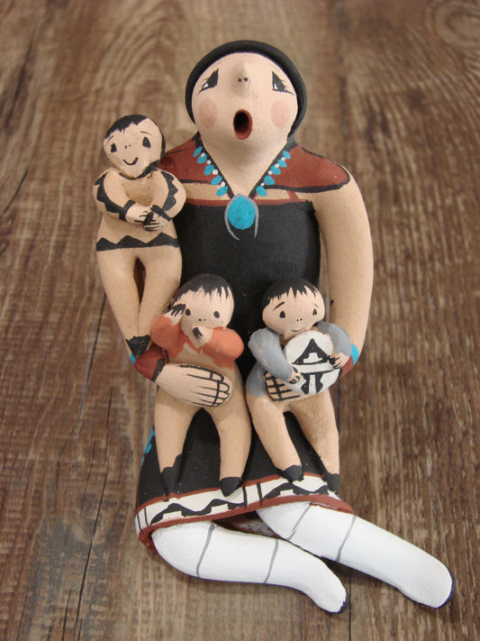 Native American Jemez Hand Sculpted Clay Storyteller by Lucero