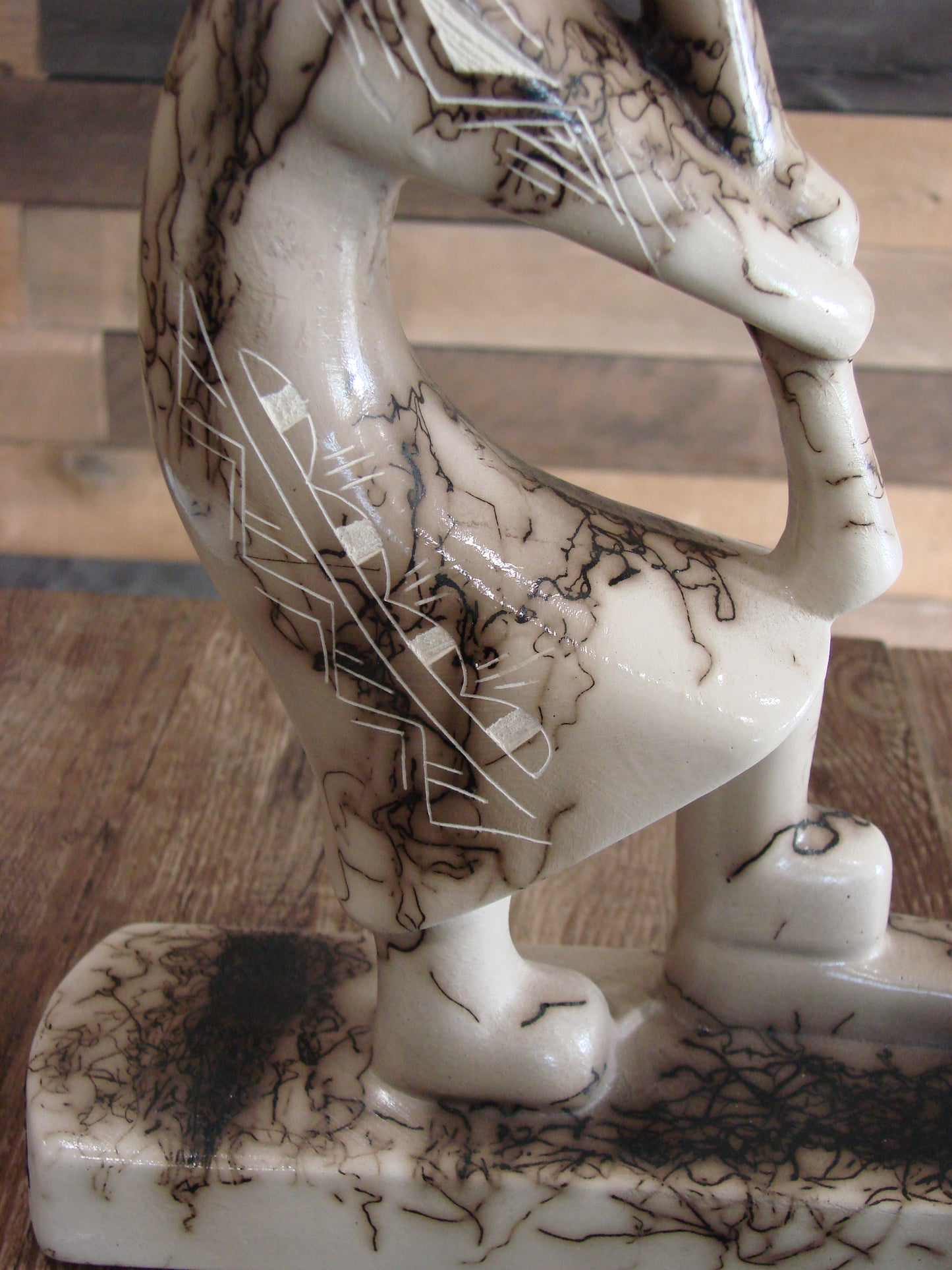 Native American Pottery Horse Hair Kokopelli Sculpture by Vail