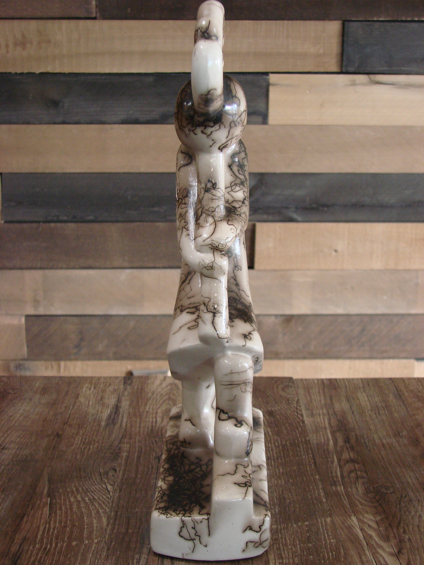 Native American Pottery Horse Hair Kokopelli Sculpture by Vail