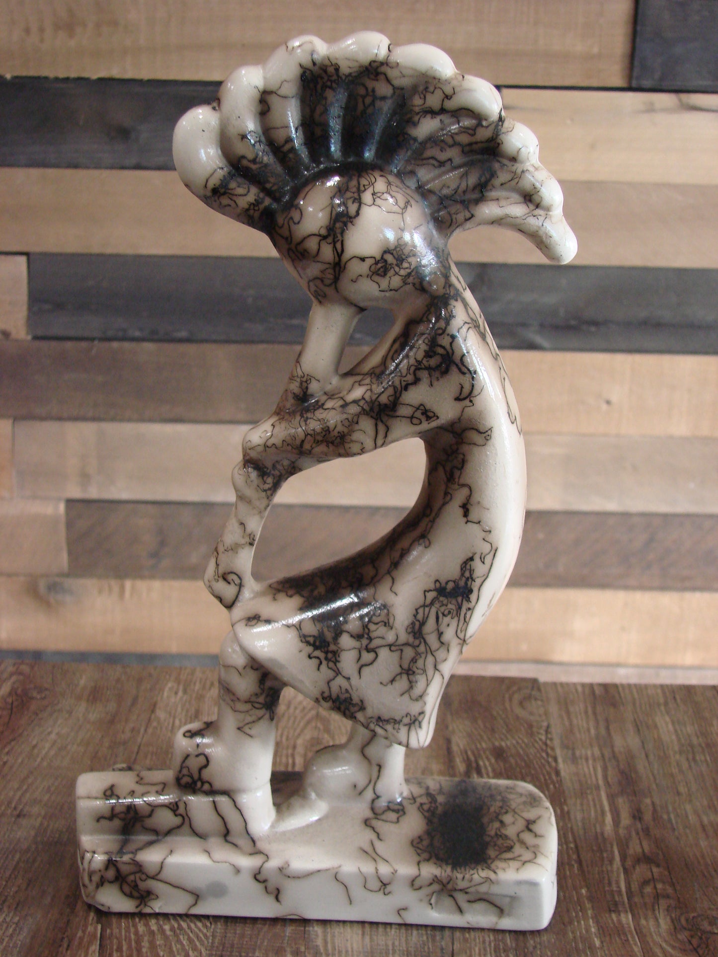 Native American Pottery Horse Hair Kokopelli Sculpture by Vail
