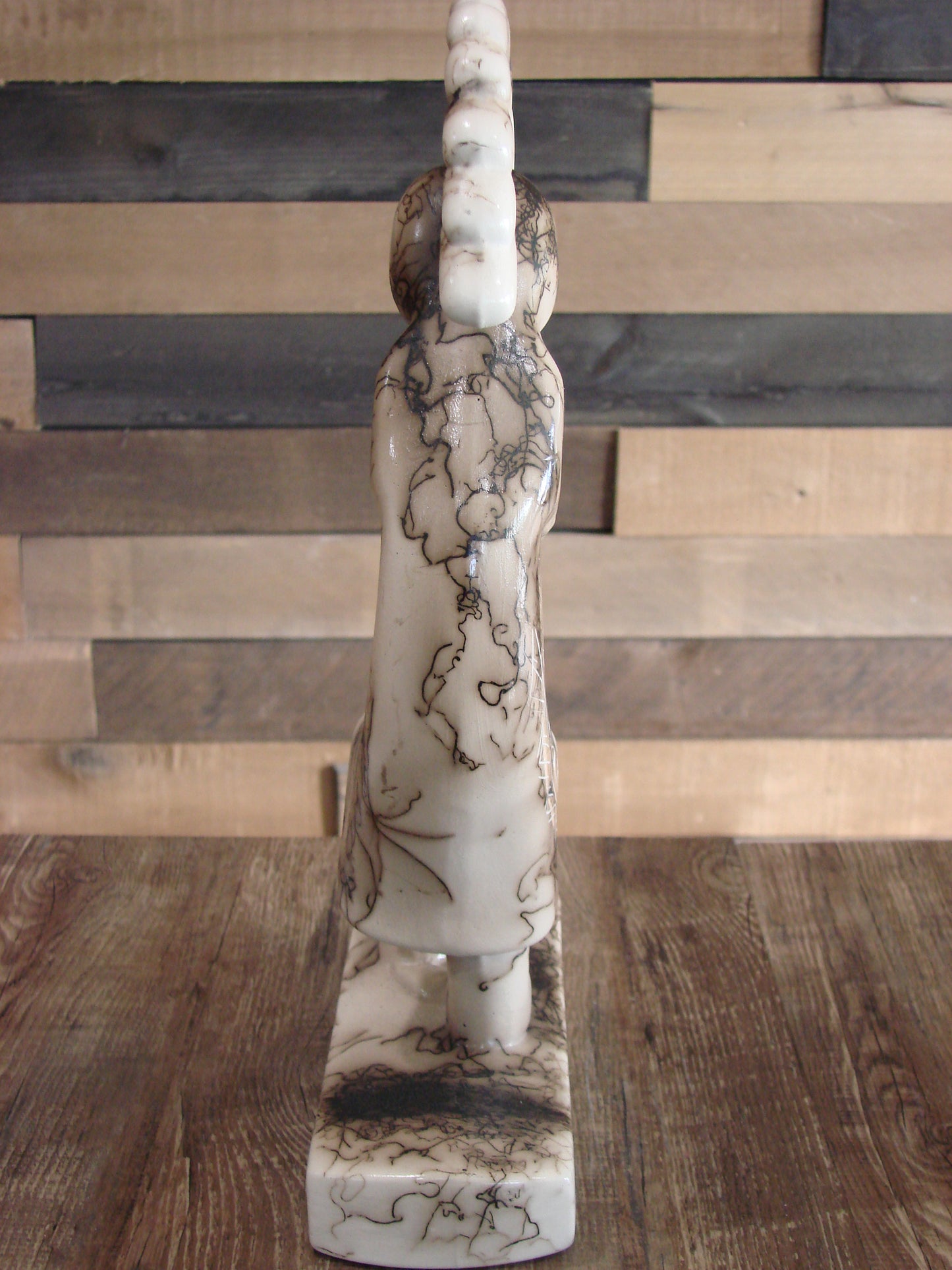 Native American Pottery Horse Hair Kokopelli Sculpture by Vail