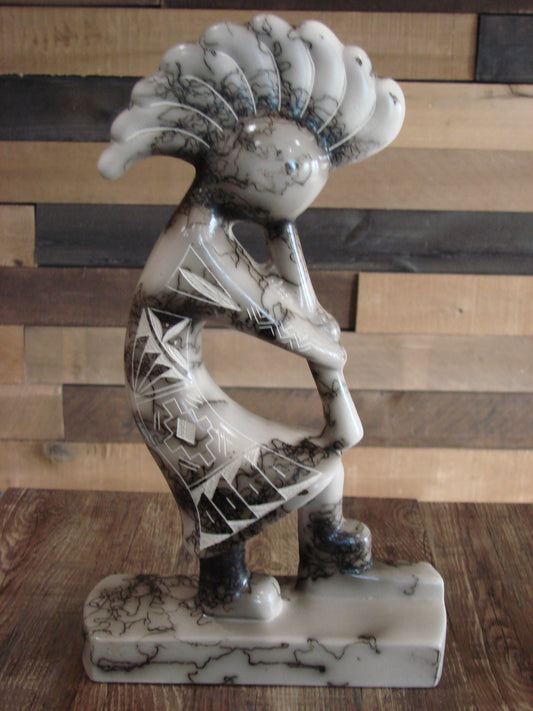 Native American Pottery Horse Hair Kokopelli Sculpture by Vail