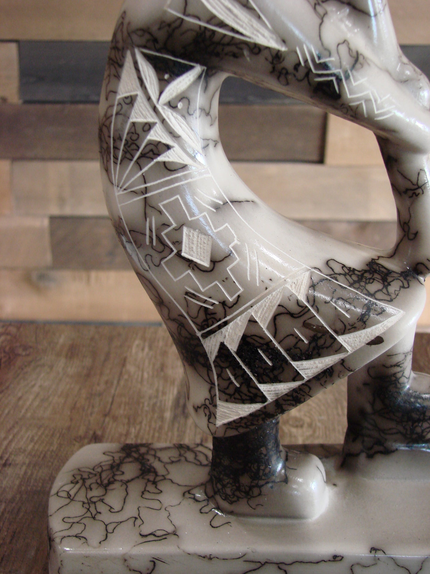 Native American Pottery Horse Hair Kokopelli Sculpture by Vail
