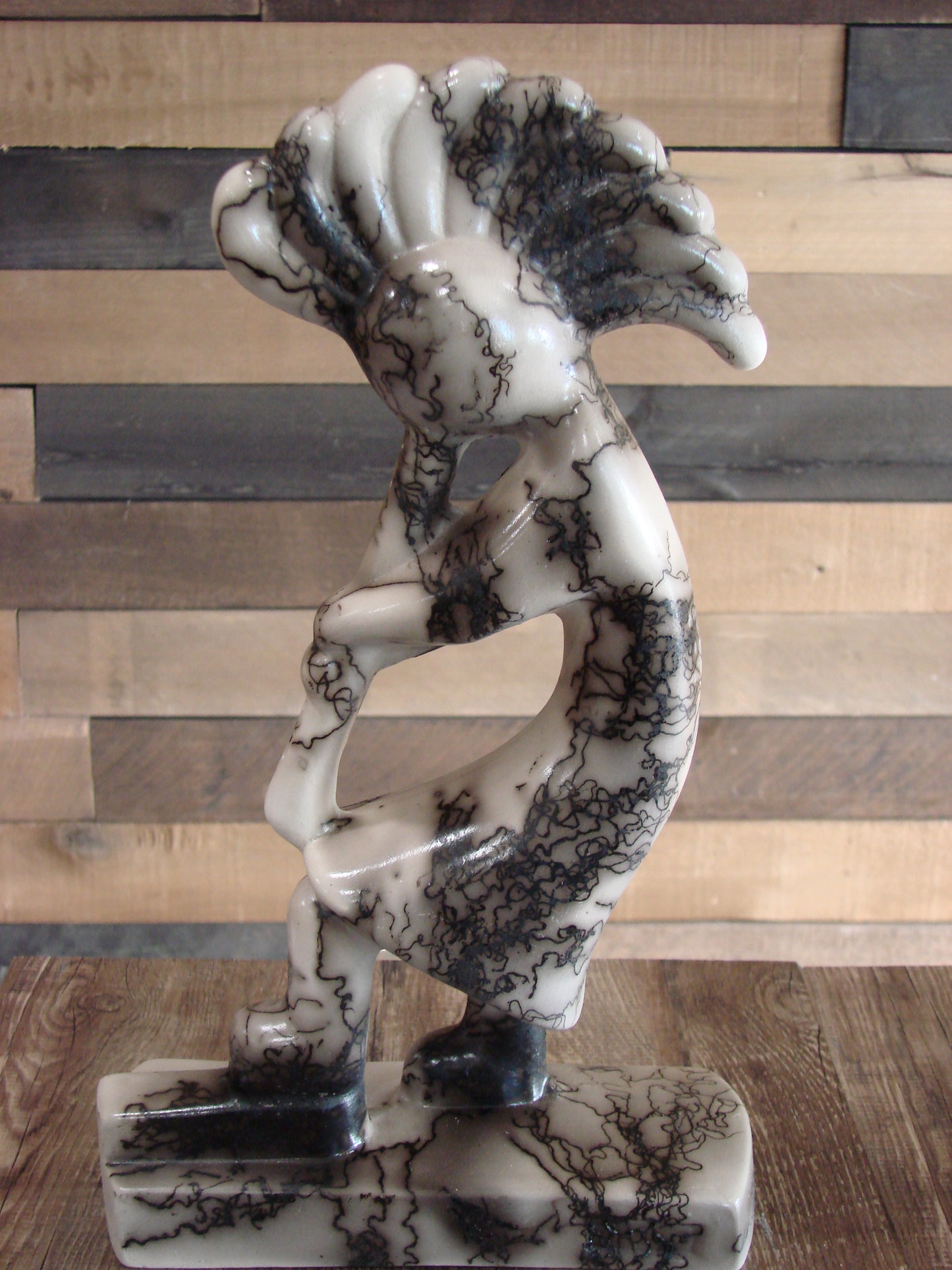 Native American Pottery Horse Hair Kokopelli Sculpture by Vail
