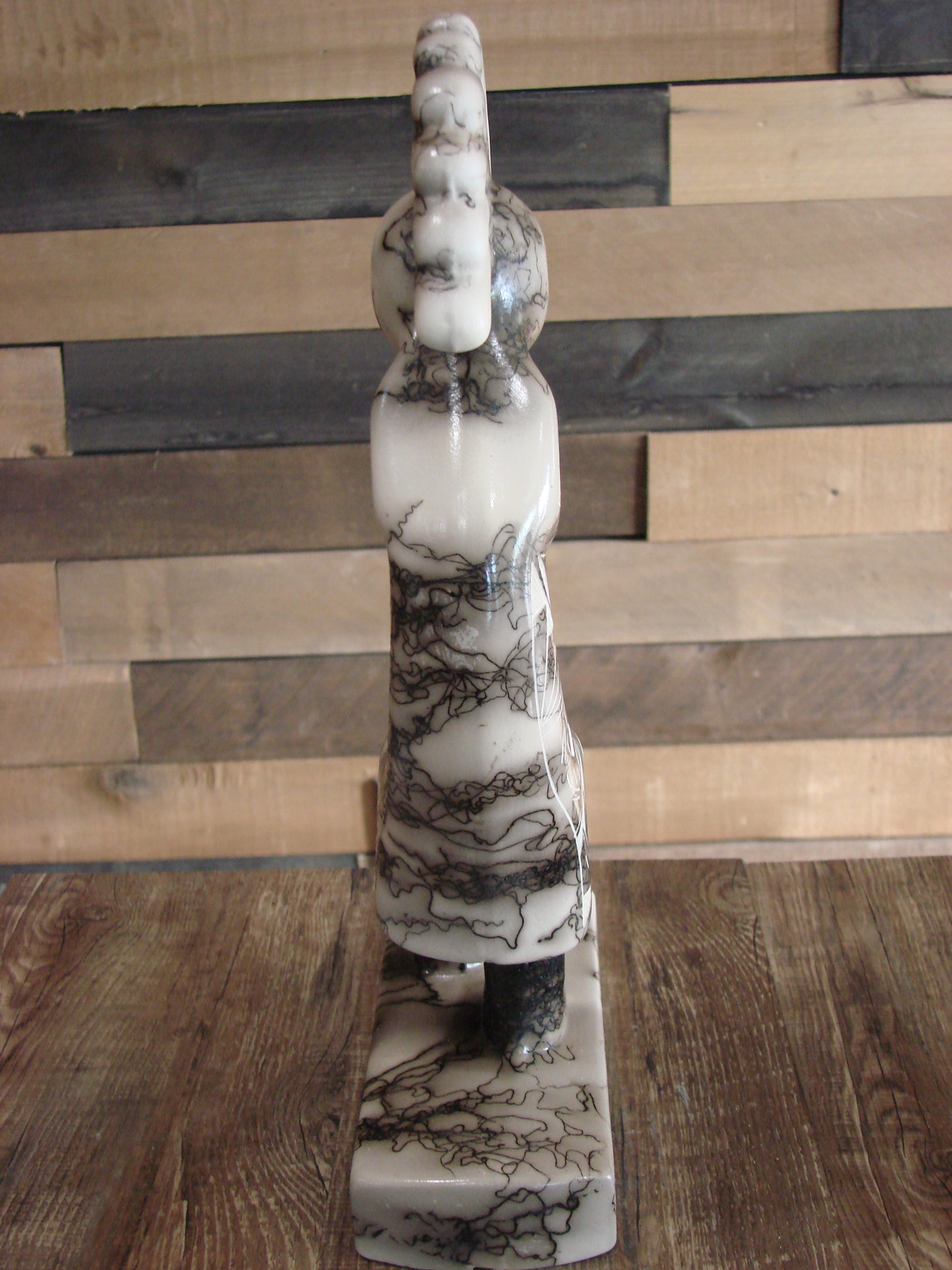 Native American Pottery Horse Hair Kokopelli Sculpture by Vail