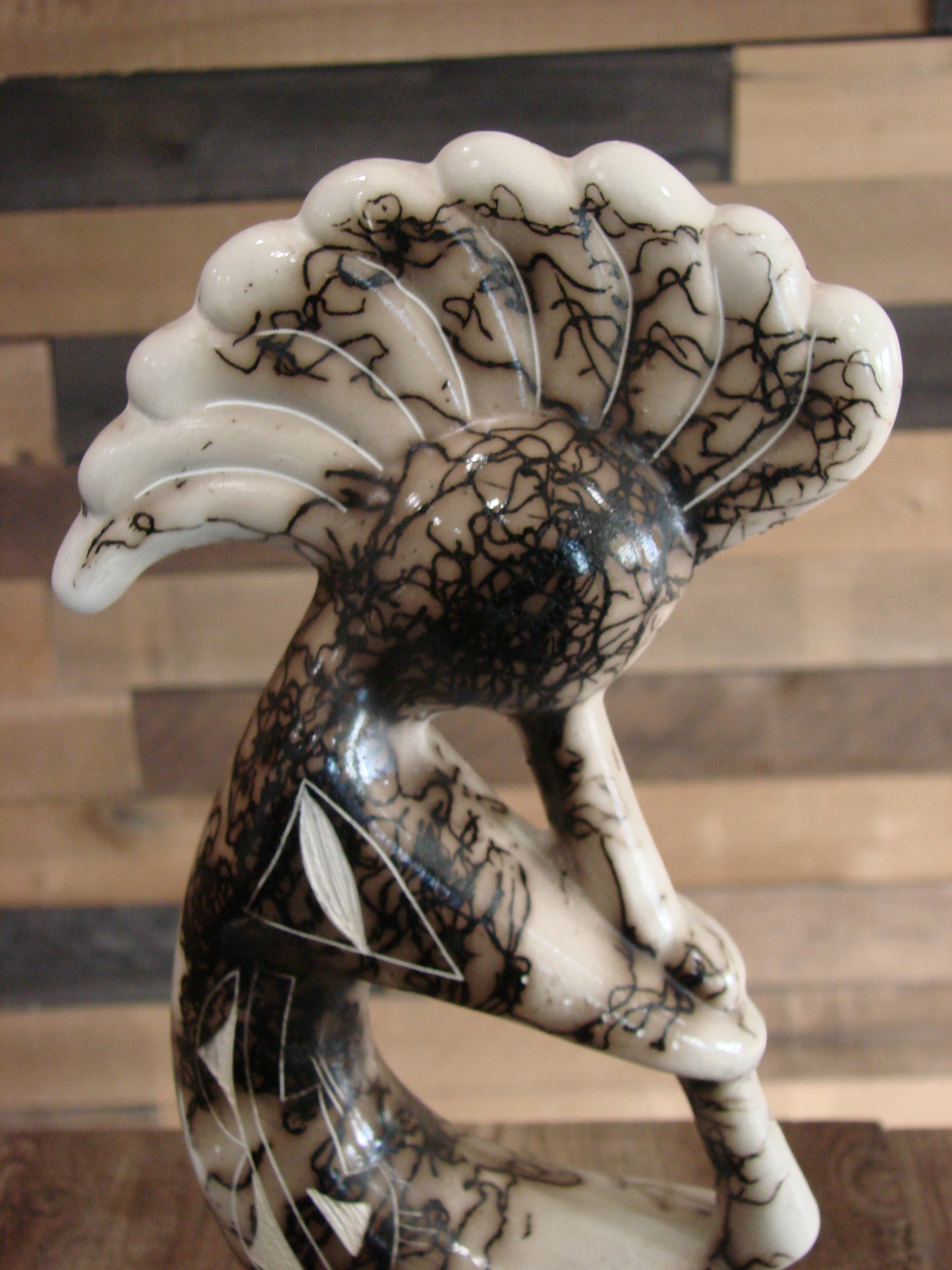 Native American Pottery Horse Hair Kokopelli Sculpture by Vail