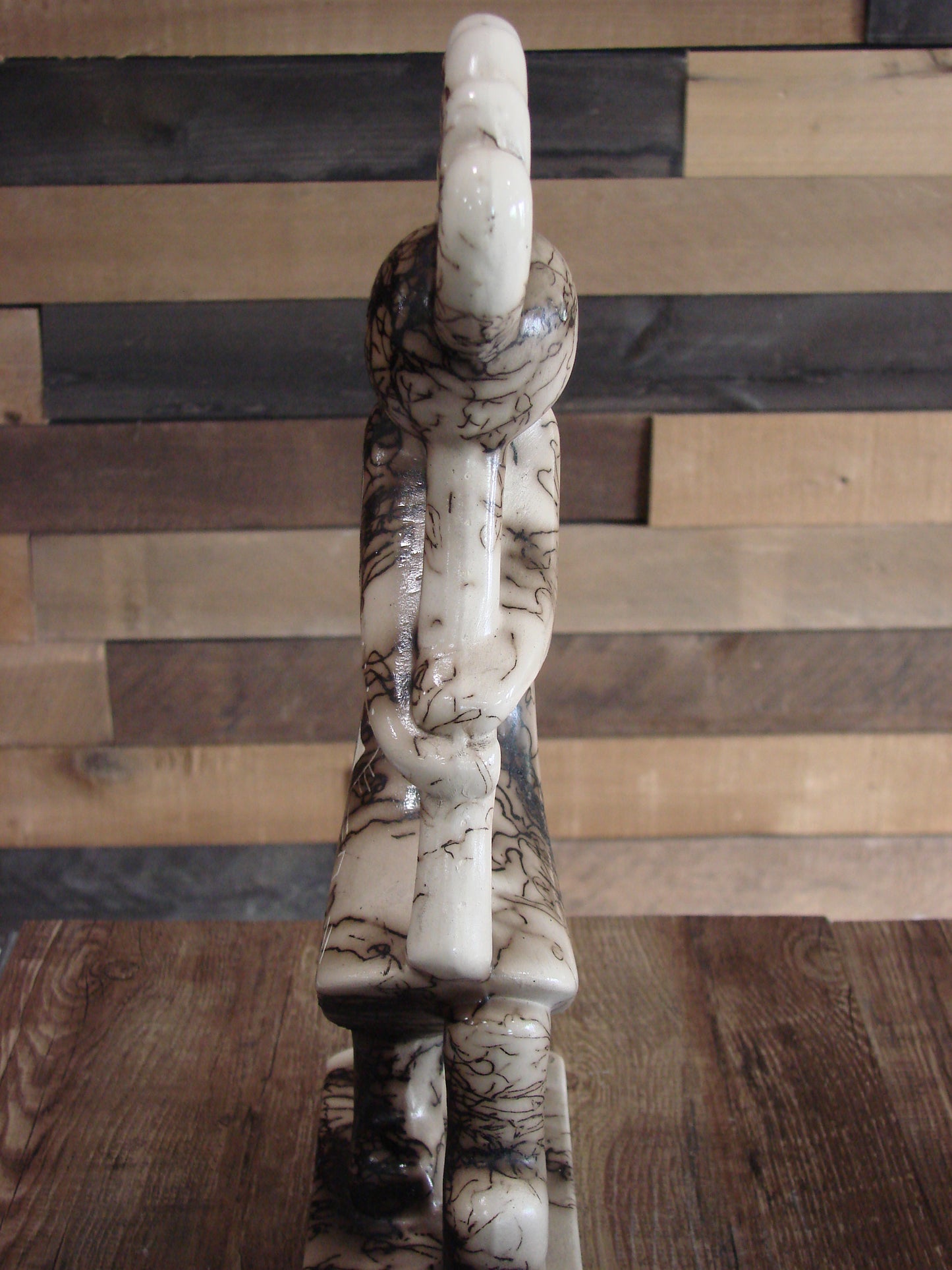 Native American Pottery Horse Hair Kokopelli Sculpture by Vail