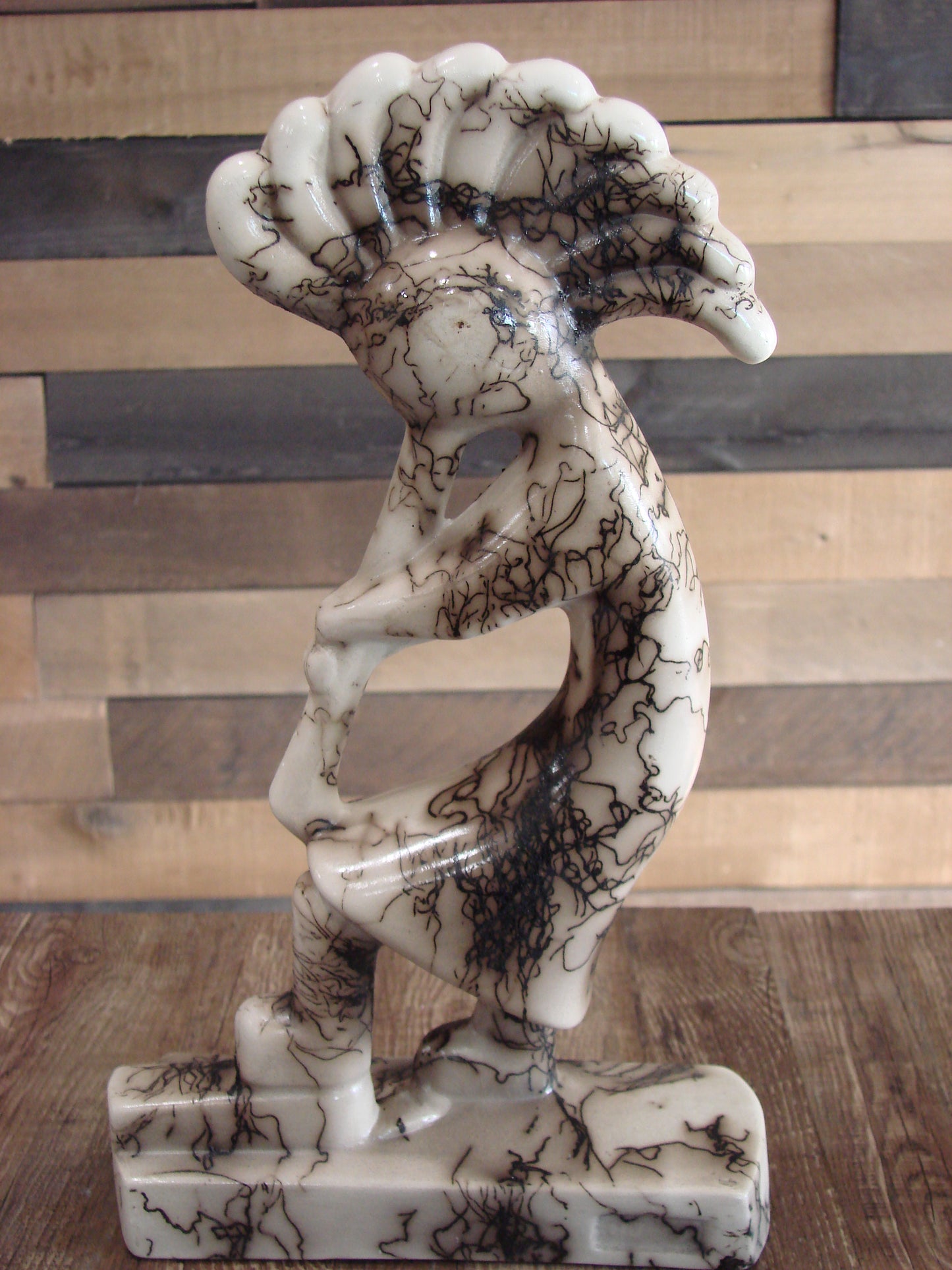 Native American Pottery Horse Hair Kokopelli Sculpture by Vail