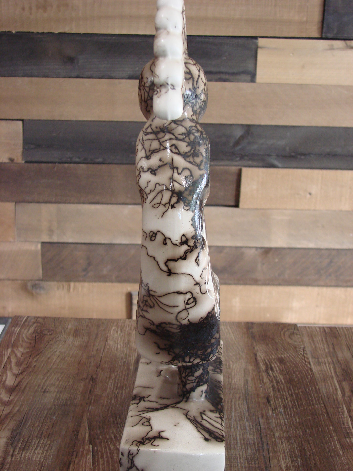 Native American Pottery Horse Hair Kokopelli Sculpture by Vail