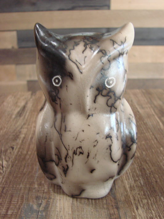 Native American Pottery Horse Hair Owl Sculpture by Vail