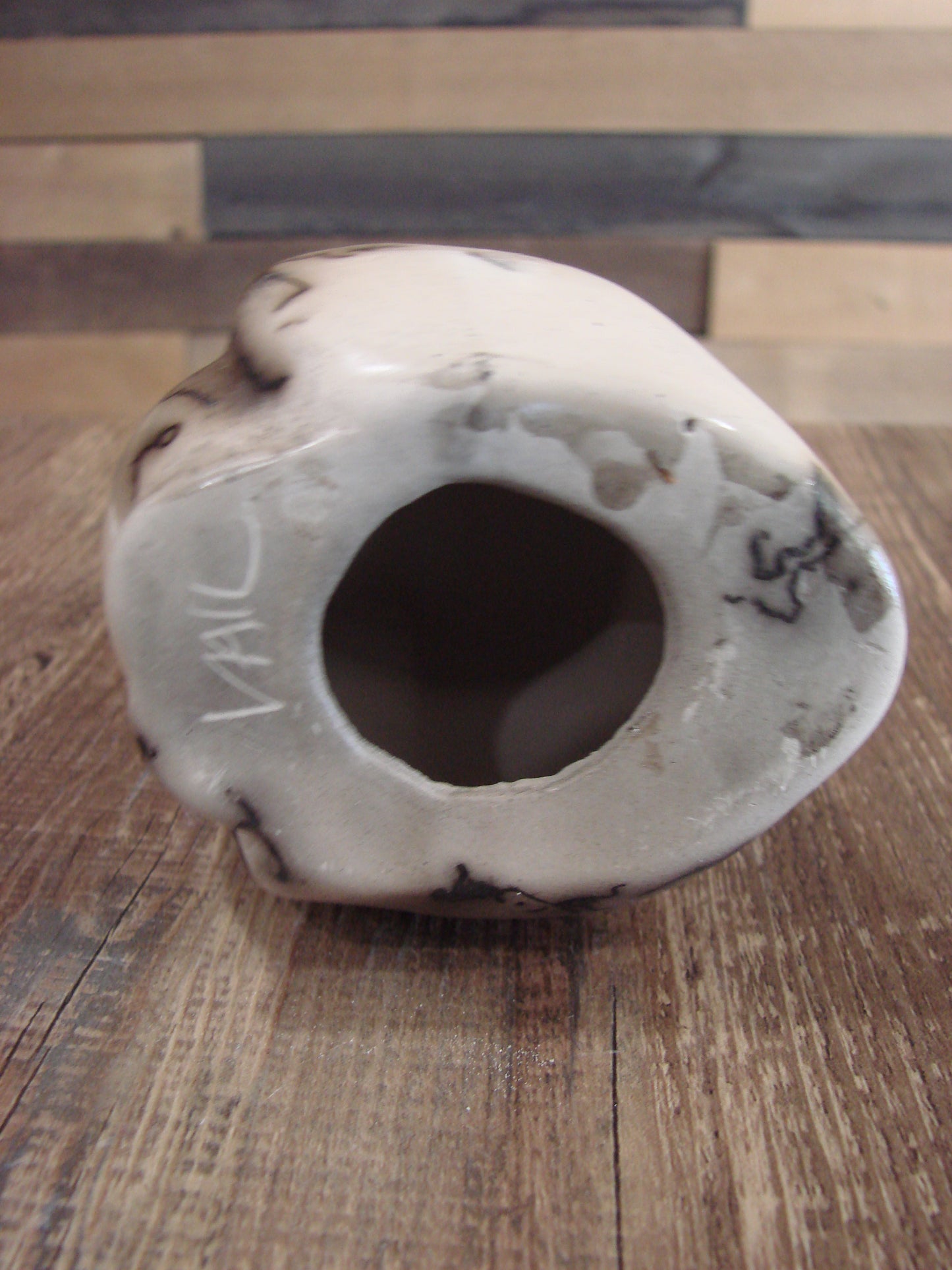 Native American Pottery Horse Hair Owl Sculpture by Vail